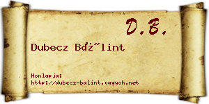 Dubecz Bálint névjegykártya