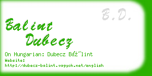 balint dubecz business card